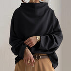 Elegant Oversize Bluse til Kvinder Sort Polyester Løs Pasform — Main Image