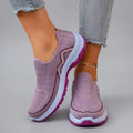 Fashion Dame Slip-On Sneakers Strikket Åndbar Lilla — Main Image