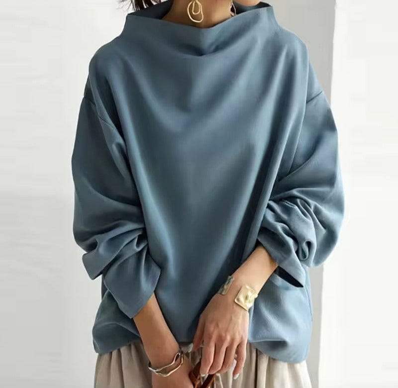 Elegant Oversize Bluse til Kvinder Sort Polyester Løs Pasform — Image 7