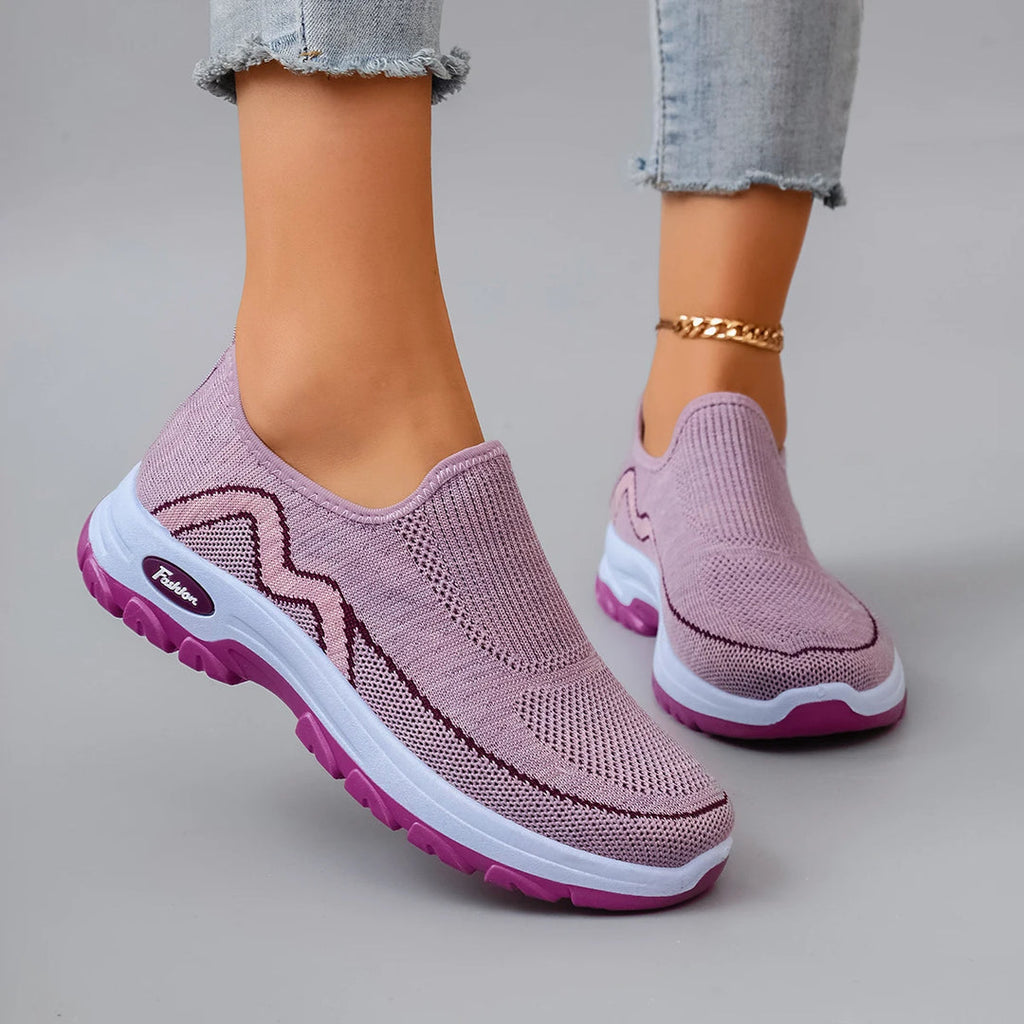 Fashion Dame Slip-On Sneakers Strikket Åndbar Lilla — Image 6