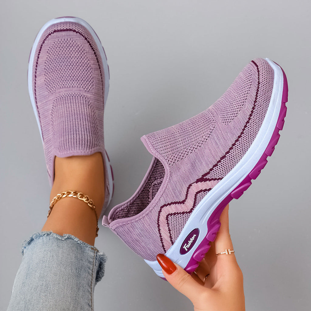 Fashion Dame Slip-On Sneakers Strikket Åndbar Lilla — Image 5