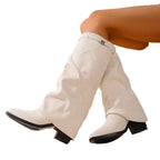 Elegant Women Knee-High Boots Faux Suede Black Brown White Stylish Fashion Footwear — Image 5
