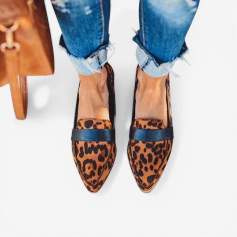 Brand Dame Loafers Ruskind Sort Leopard Flade Sko Elegant Komfort — Image 2