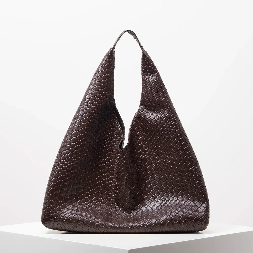 Elegant Flettet Skuldertaske i Læder til Kvinder - Brun, Sort, Blå, Leopard, Bordeaux, Beige — Main Image