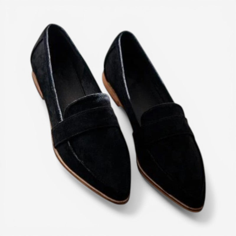 Brand Dame Loafers Ruskind Sort Leopard Flade Sko Elegant Komfort — Main Image