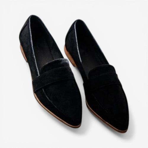 Brand Dame Loafers Ruskind Sort Leopard Flade Sko Elegant Komfort — Main Image