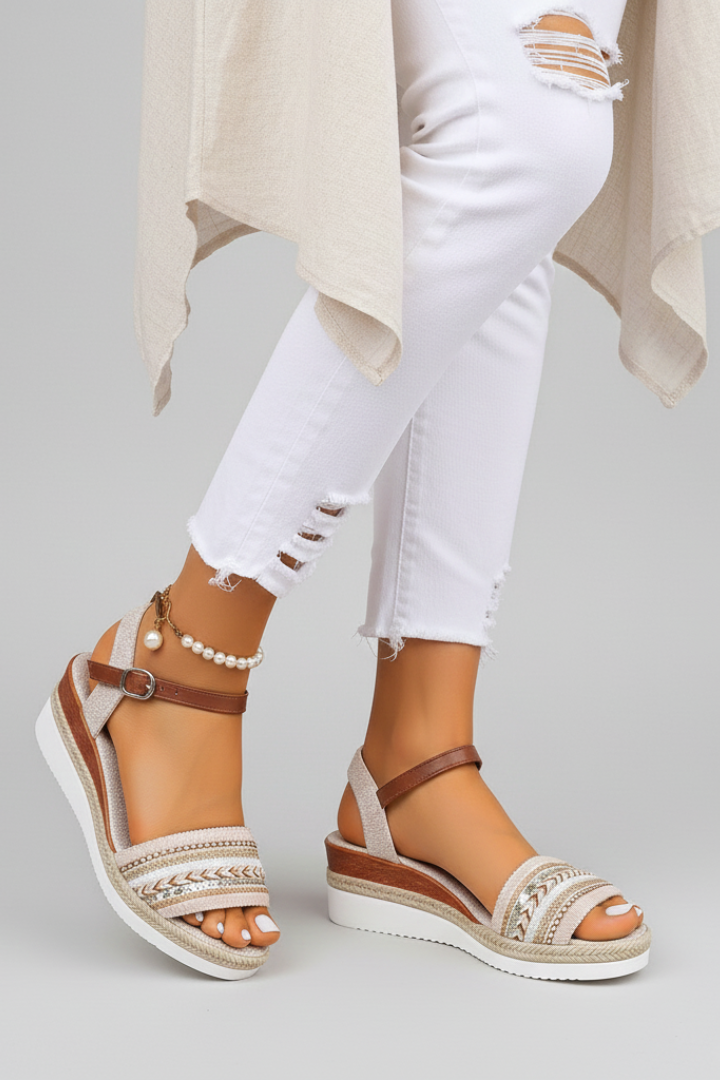 Women’s Wedge Sandals with Adjustable Straps and Open Toe