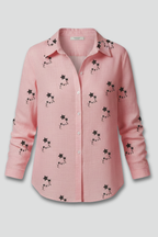 Women Blouse with Floral Pattern and Long Sleeves