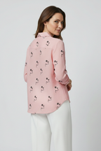 Women Blouse with Floral Pattern and Long Sleeves