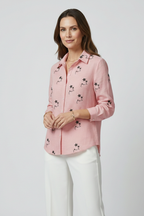Women Blouse with Floral Pattern and Long Sleeves