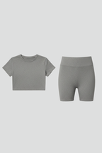 Women Set with Cropped Top and High Waist Shorts