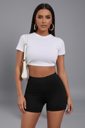 Women Set with Cropped Top and High Waist Shorts