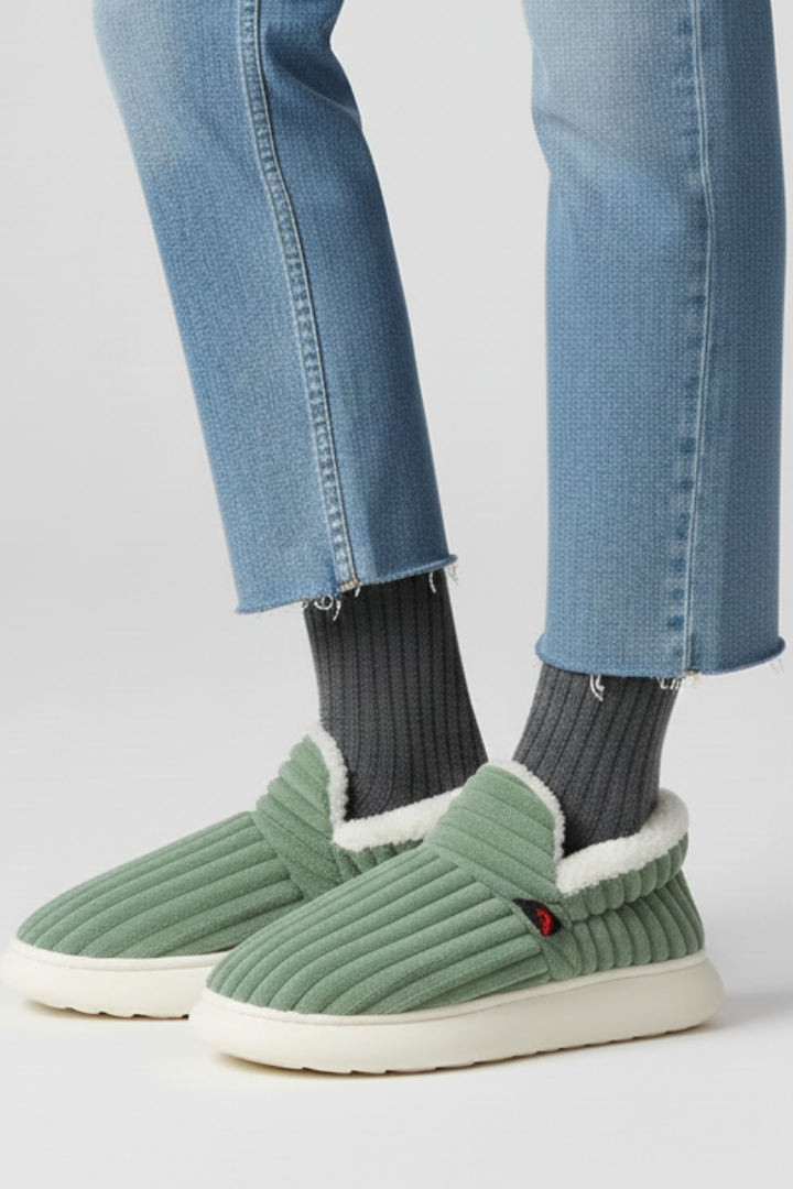 Women Slippers with Ribbed Upper and Inner Lining