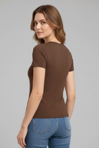 Women T-Shirt with Round Neckline and Fitted Cut