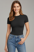 Women T-Shirt with Round Neckline and Fitted Cut