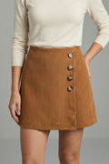 Women’s A-Line Skirt with Side Buttons and Ribbed Surface