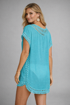 Women’s Beach Dress with V-Neck and Short Sleeves