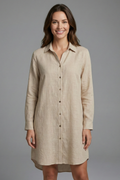 Women’s Beach Shirt Dress with Collar and Button Fastening