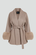 Women’s Belted Full Length Coat with Waist Tie