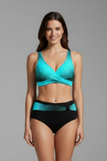 Women’s Bikini Set with Cross Front Top and High Waist