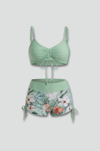 Women’s Bikini Set with Drawstring Top and Printed Bottom