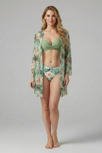 Women’s Bikini Set with Kimono and High Waist Bottom