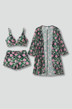 Women’s Bikini Set with Printed Shirt and Shorts