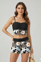 Women’s Bikini Set with Ruched Top and Shorts