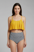 Women’s Bikini Set with Ruffle Top and High Waist