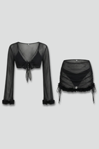 Women’s Bikini Set with Sheer Top and Skirt