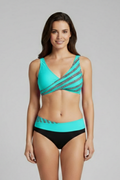 Women’s Bikini Set with Stripe Top and High Waist