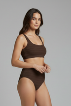 Women’s Bikini Set with Textured Top and High Waist
