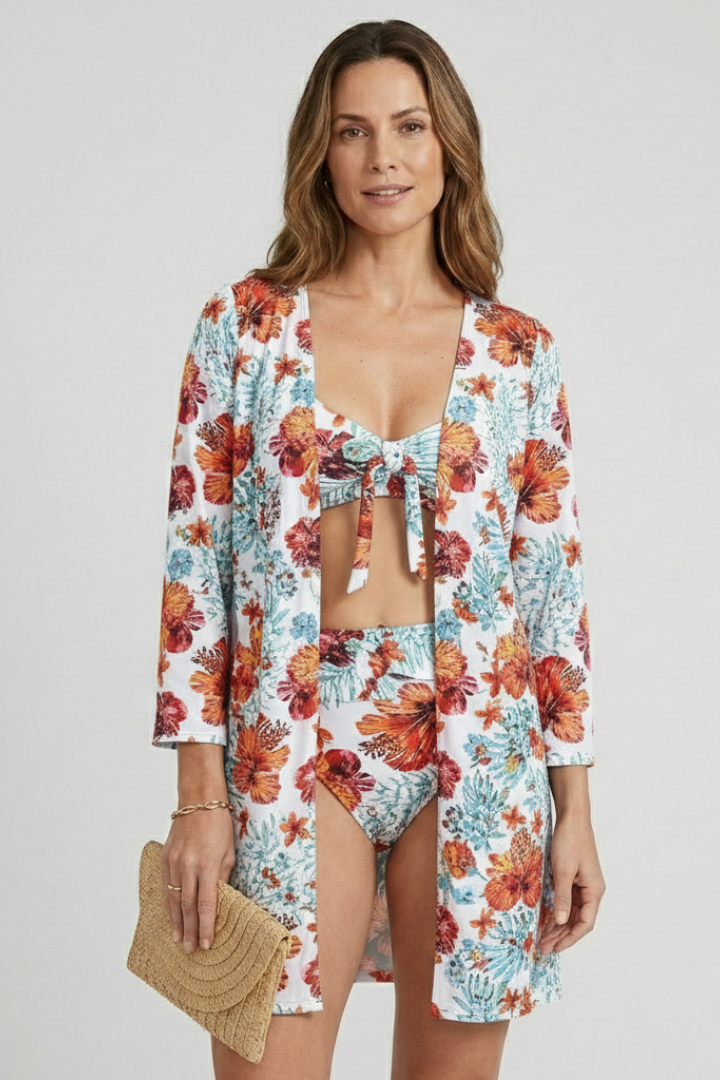 Women’s Bikini Set with Tie Top and Cover-Up