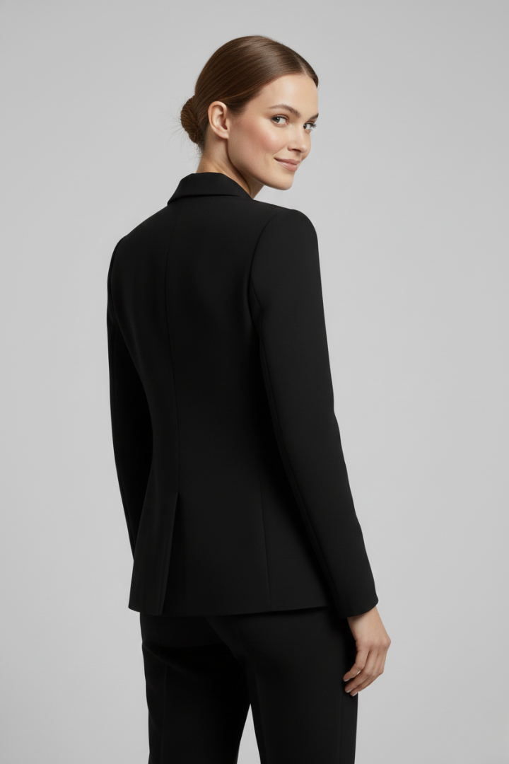 Eksklusiv Dobbeltradet Blazer med Guldknapper i Sort - Klassisk Design — Image 5