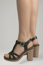 Women's Block Heel Sandals with Cushioned Insole and Open Upper