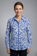 Women’s Blouse with Button Closure and Printed Surface