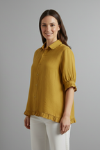 Women’s Blouse with Button Closure and Ruffle Hem