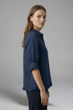 Women’s Blouse with Button Closure and Short Sleeves