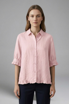 Women’s Blouse with Button Closure and Short Sleeves