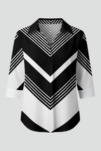Women’s Blouse with Button Fastening and Chevron Print