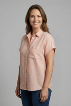 Women’s Blouse with Button Fastening and Short Sleeves