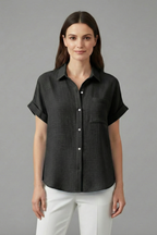 Women’s Blouse with Collar and Short Sleeves