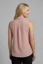 Women’s Blouse with Collar and Sleeveless Cut