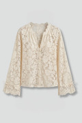 Women’s Blouse with Lace Surface and Flared Sleeves