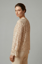 Women’s Blouse with Lace Surface and Flared Sleeves