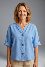 Women’s Blouse with Loose Fit and Linen Fabric