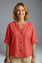 Women’s Blouse with Loose Fit and Linen Fabric