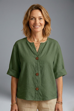 Women’s Blouse with Loose Fit and Linen Fabric