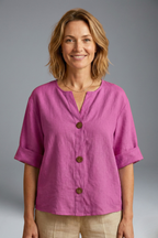 Women’s Blouse with Loose Fit and Linen Fabric