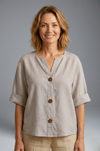 Women’s Blouse with Loose Fit and Linen Fabric